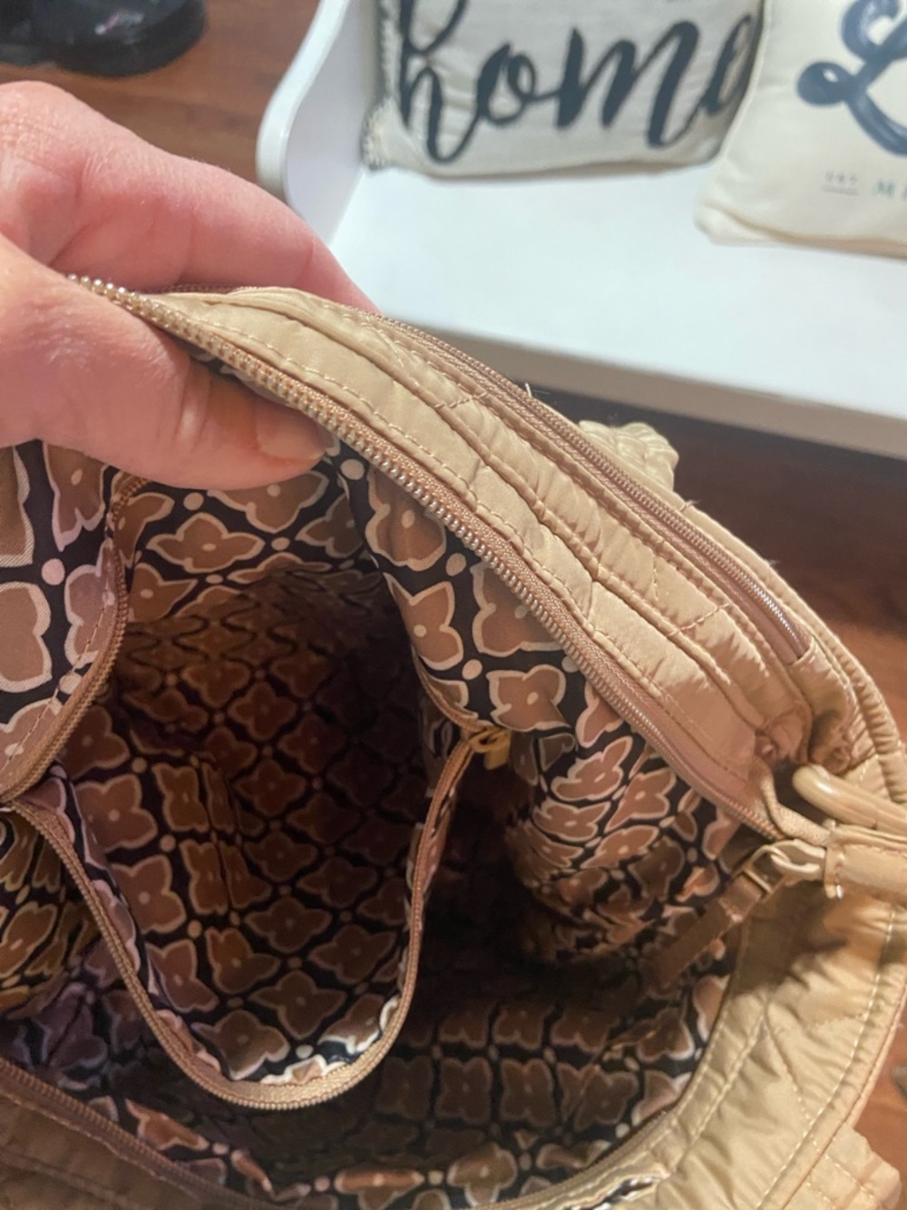 Vera Bradley Quilted Tote in Camel Tan - Picture 6 of 9